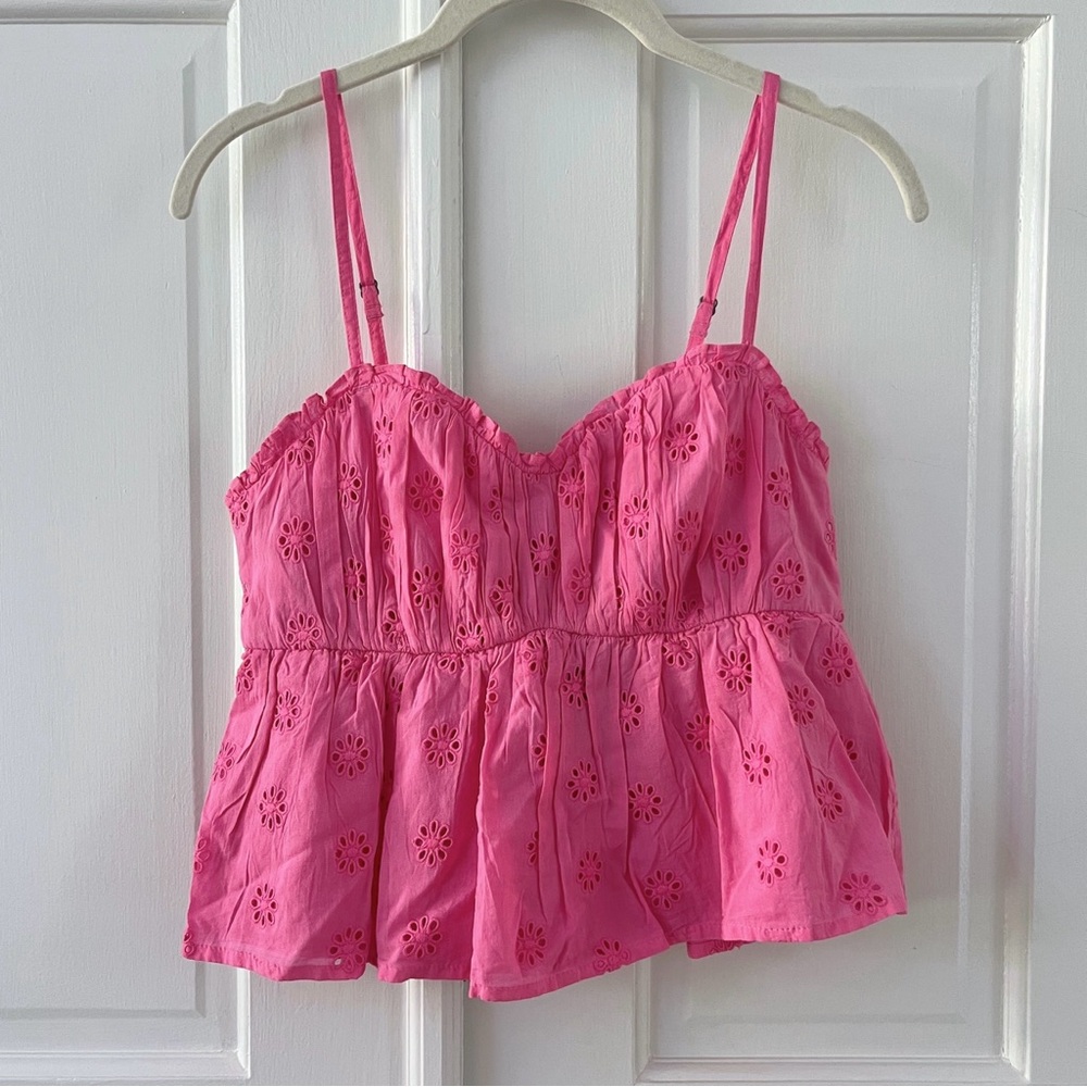 Hollister Pink Eyelet Babydoll Tank Top